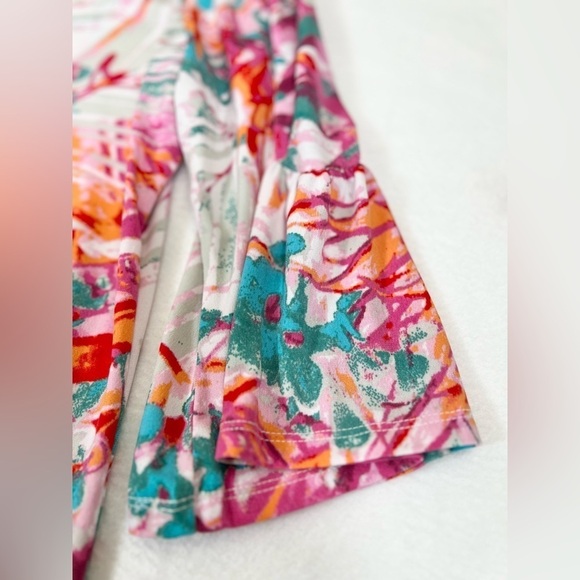 ALEXANDRA+OAK NWT Pink Coral Combo Printed Shift Dress 3/4 Gentle Bell Sleeve XL - Picture 6 of 11